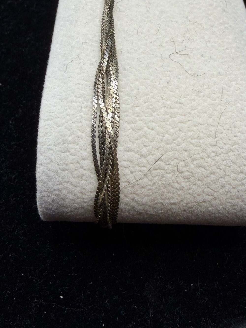 Italian Sterling Silver 925 Multi-Strand Herringbone Bracelet